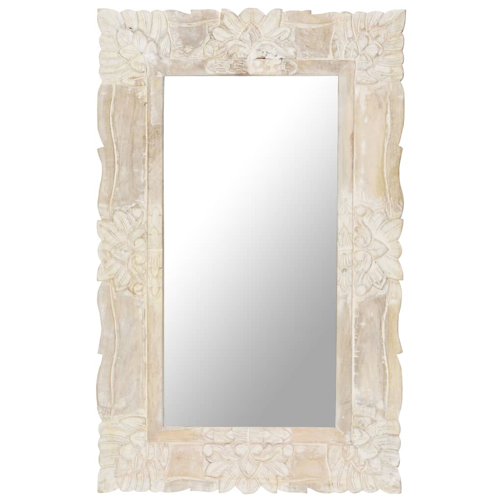 Vidaxl Mirror 80x50 cm Festes Mangoholz weiß