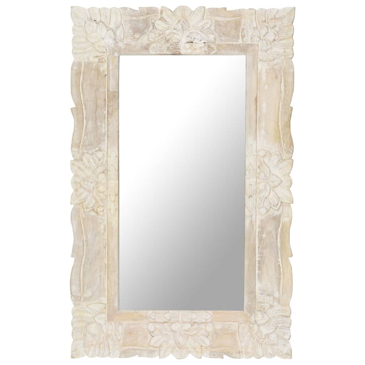 Vidaxl Mirror 80x50 cm Festes Mangoholz weiß