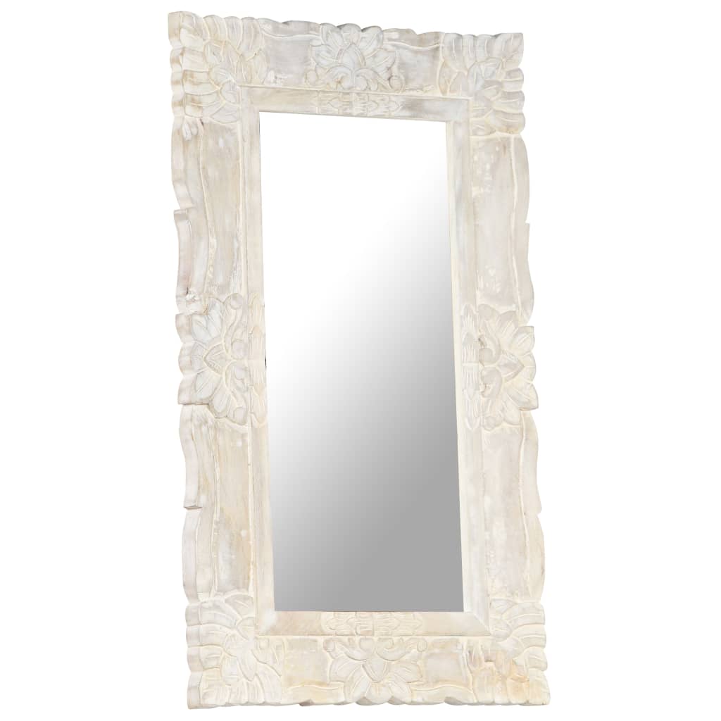 Vidaxl Mirror 80x50 cm Festes Mangoholz weiß