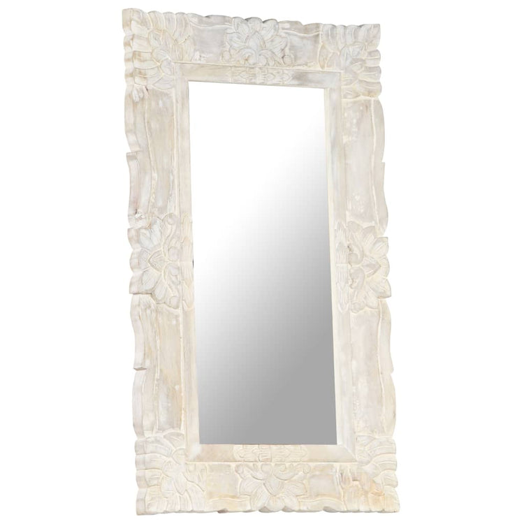 Vidaxl Mirror 80x50 cm Festes Mangoholz weiß