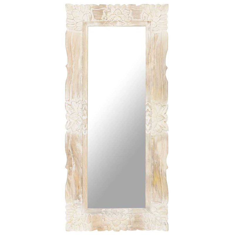 Vidaxl Spiegel 110x50 cm Festes Mangoholz weiß