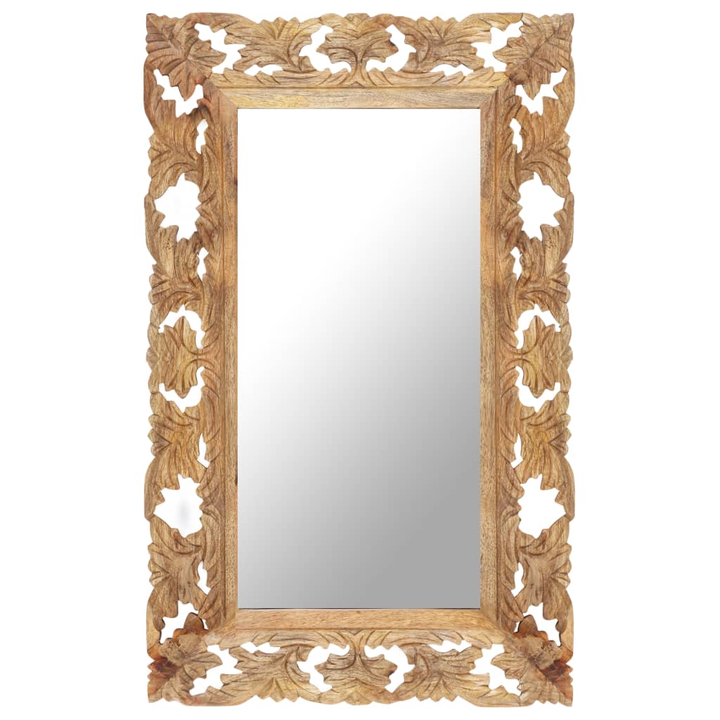 Vidaxl Mirror Hand -Schnitt 80x50 cm Festes Mangoholz braun