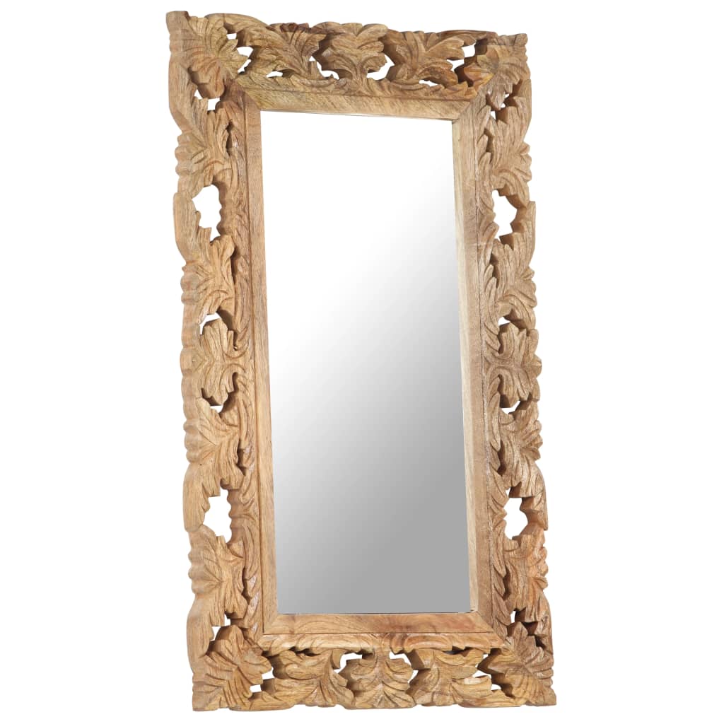 Vidaxl Mirror Hand -Schnitt 80x50 cm Festes Mangoholz braun