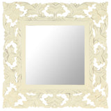 Vidaxl Mirror Hand -Schnitt 50x50 cm Festes Mangoholz weiß - afbeelding 1