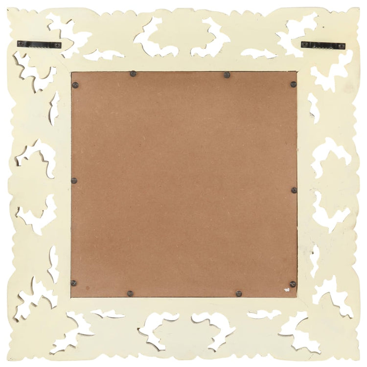 Vidaxl Mirror Hand -Schnitt 50x50 cm Festes Mangoholz weiß