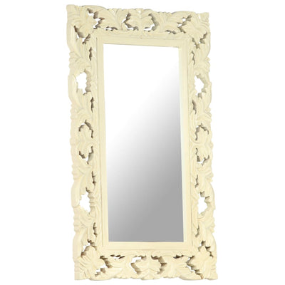 Vidaxl Mirror Hand -Schnitt 80x50 cm Festes Mangowood Weiß