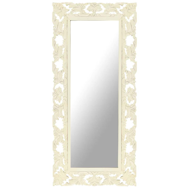 Vidaxl Mirror Hand -Schnitt 110x50 cm Festes Mangoholz weiß