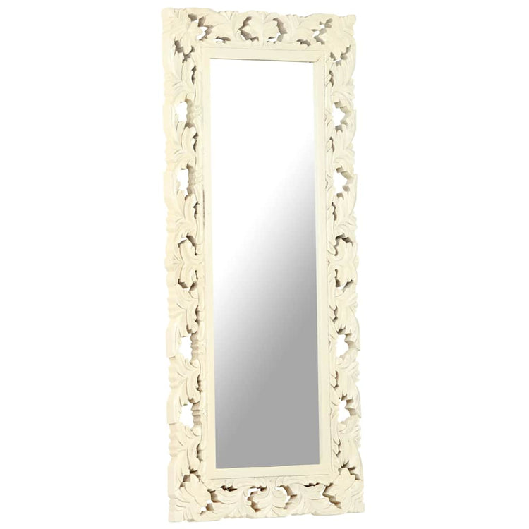 Vidaxl Mirror Hand -Schnitt 110x50 cm Festes Mangoholz weiß