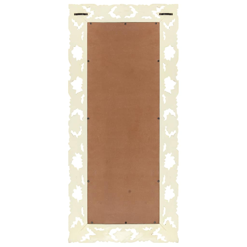 Vidaxl Mirror Hand -Schnitt 110x50 cm Festes Mangoholz weiß