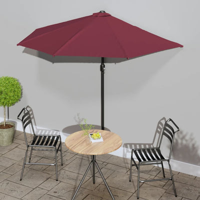 Vidaxl Balkon Parasol Halb Aluminiumpol 270x144x222 cm Bordeaux Rot