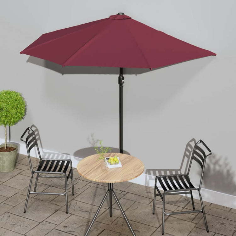 Vidaxl Balkon Parasol Halb Aluminiumpol 270x144x222 cm Bordeaux Rot
