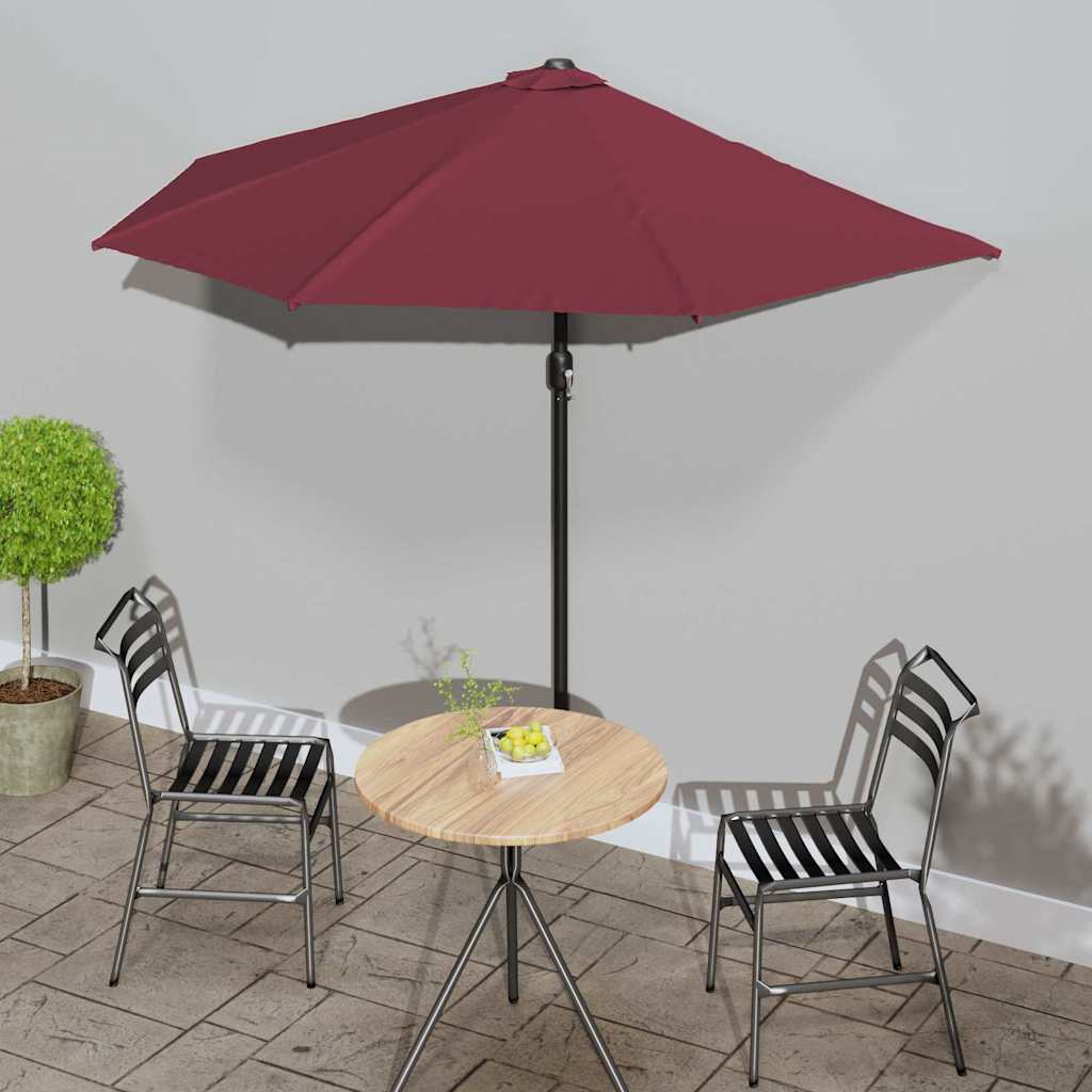 Vidaxl Balkon Parasol Halb Aluminiumpol 270x144x222 cm Bordeaux Rot