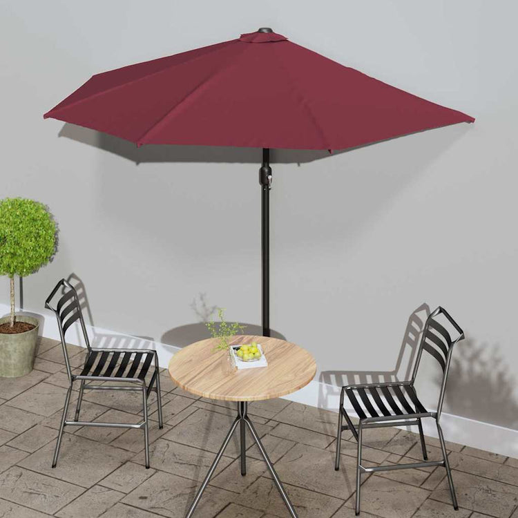 Vidaxl Balkon Parasol Halb Aluminiumpol 270x144x222 cm Bordeaux Rot