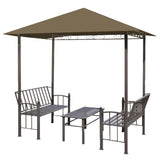 Vidaxl Gartenpavillon mit Tisch und Bänken 180 g m² 2,5 x 1,5 x 2,4 m Taupe - afbeelding 2