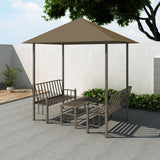 Vidaxl Gartenpavillon mit Tisch und Bänken 180 g m² 2,5 x 1,5 x 2,4 m Taupe - afbeelding 1