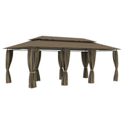 Vidaxl -Laube mit Vorhängen 180 g m² 600x298x270 cm Taupe - afbeelding 1