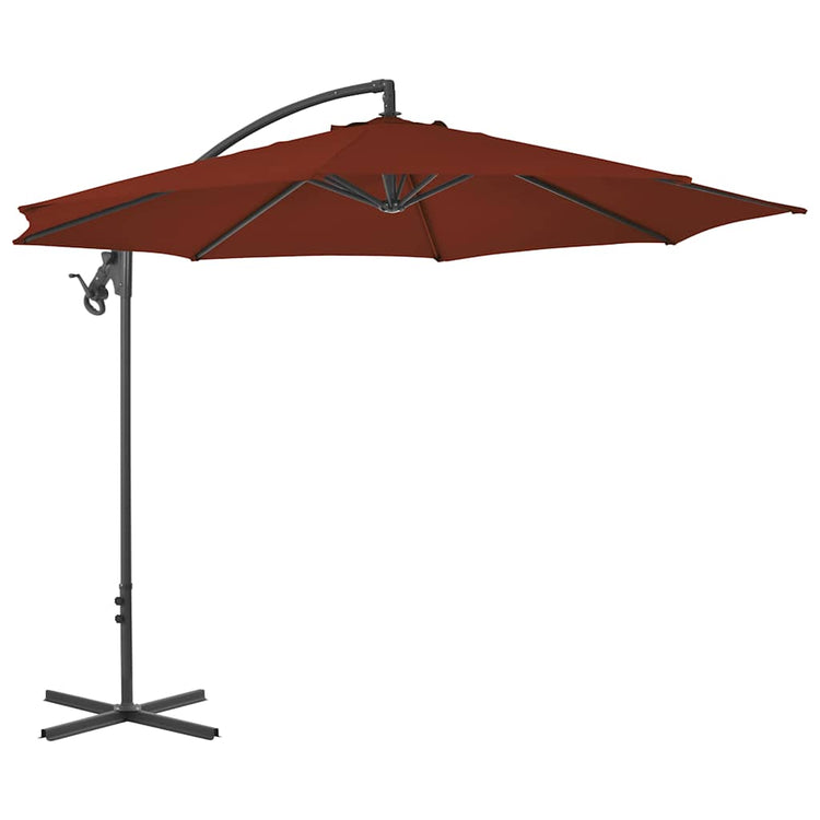 Vidaxl -schwimmender Parasol mit Stahlpol 300 cm Terrakotta -gelöscht