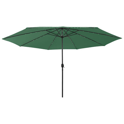 Vidaxl -Parasol mit LED -Beleuchtung und Metallpol 400 cm Grün
