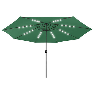 Vidaxl -Parasol mit LED -Beleuchtung und Metallpol 400 cm Grün