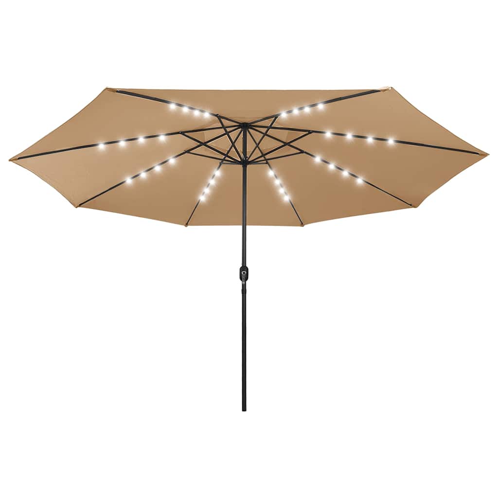 VIDAXL -Parasol mit LED -Beleuchtung und Metallpol 400 cm Taupe