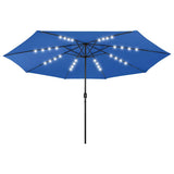 Vidaxl -Parasol mit LED -Beleuchtung und Metallpol 400 cm Azure Blau - afbeelding 2