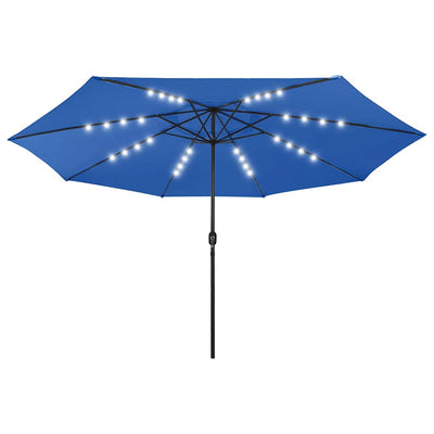 Vidaxl -Parasol mit LED -Beleuchtung und Metallpol 400 cm Azure Blau