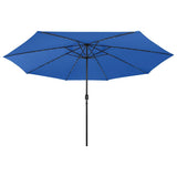 Vidaxl -Parasol mit LED -Beleuchtung und Metallpol 400 cm Azure Blau - afbeelding 3