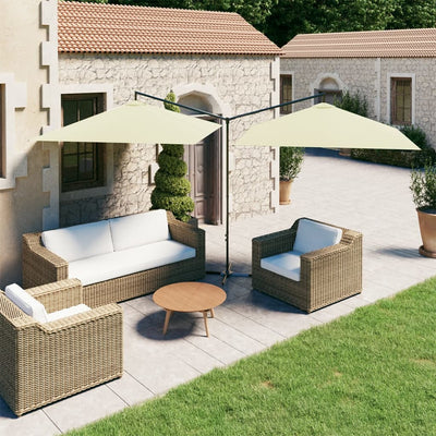 Vidaxl Parasol Double mit Stahlpol 600x300 cm Sandkoloriert