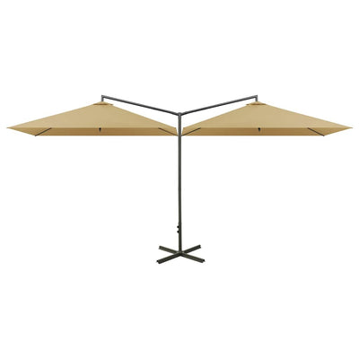 Vidaxl Parasol Double mit Stahlpol 600x300 cm Taupe