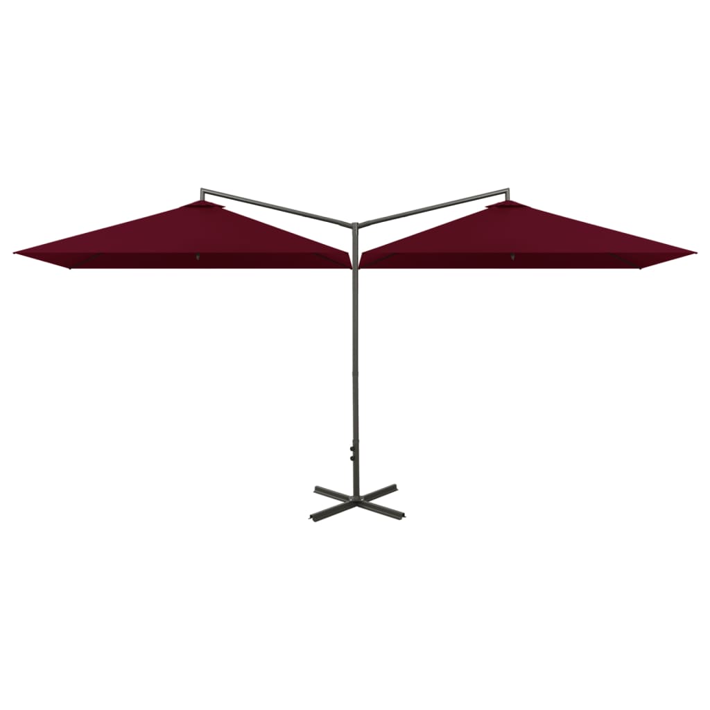 Vidaxl Parasol Doppel mit Stahlpol 600x300 cm Bordeaux Rot