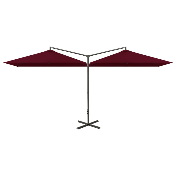 Vidaxl Parasol Doppel mit Stahlpol 600x300 cm Bordeaux Rot