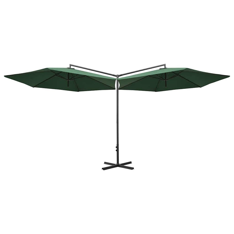 Vidaxl Parasol Doppel mit Stahlpol 600 cm Grün