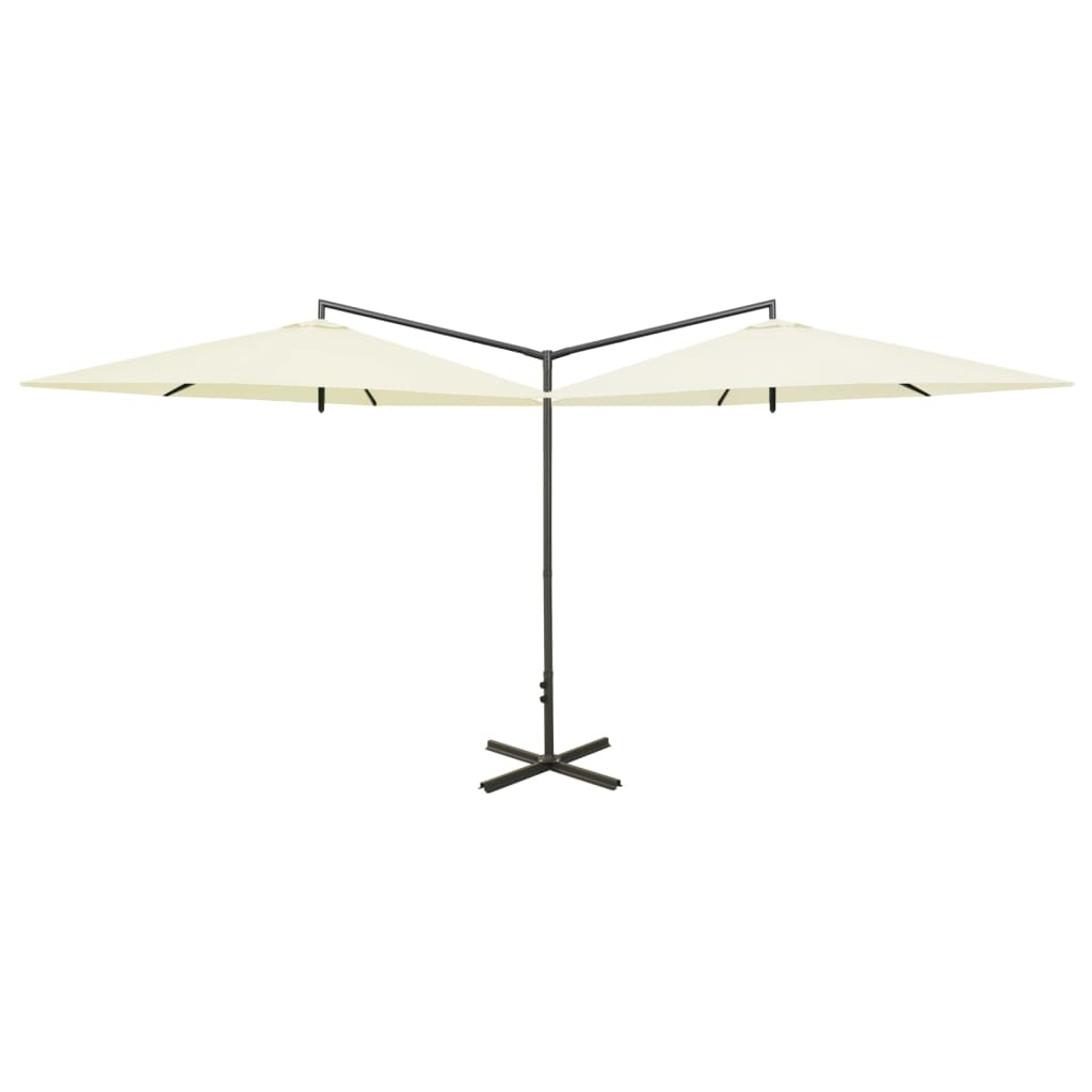 Vidaxl Parasol Double mit Stahlpol 600 cm Sandkoloriert