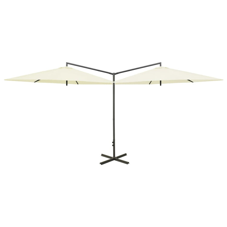Vidaxl Parasol Double mit Stahlpol 600 cm Sandkoloriert