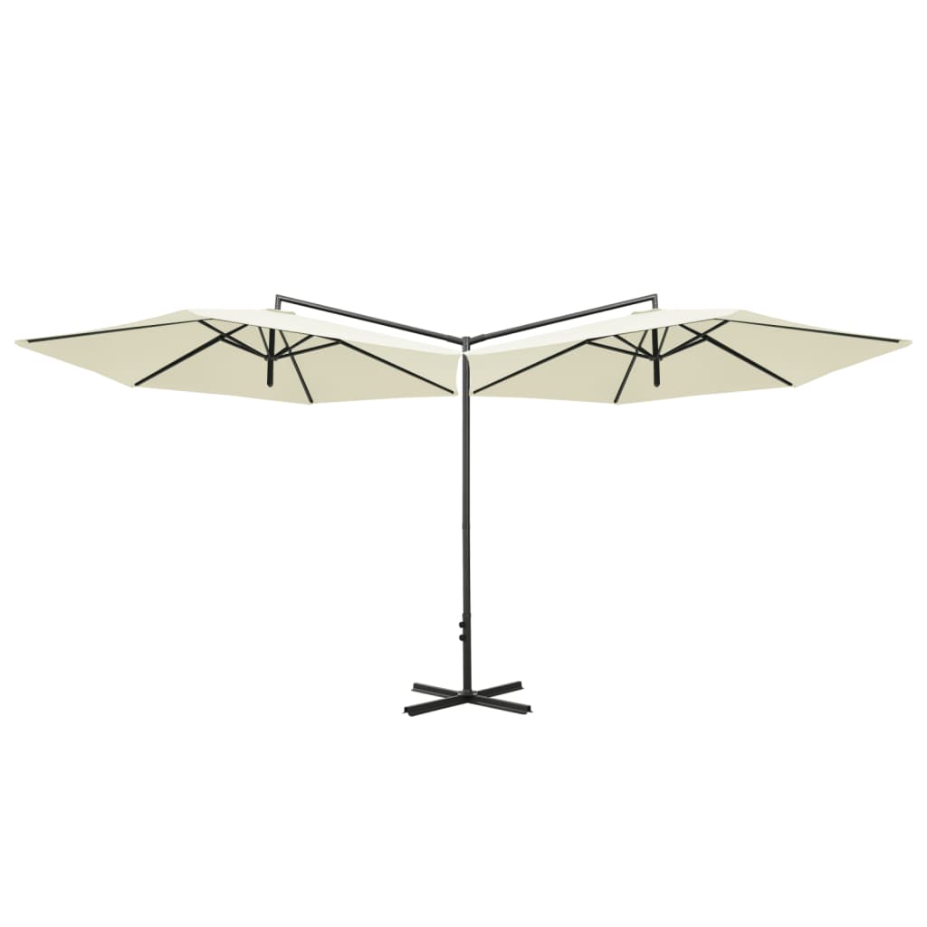 Vidaxl Parasol Double mit Stahlpol 600 cm Sandkoloriert