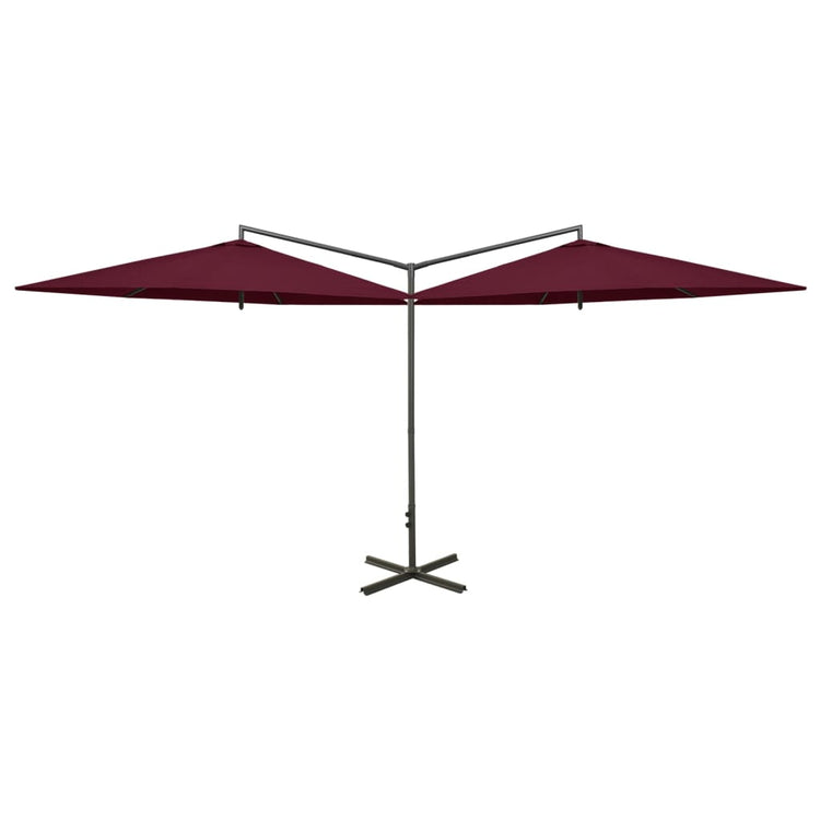 Vidaxl Parasol Doppel mit Stahlpol 600 cm Bordeaux Rot