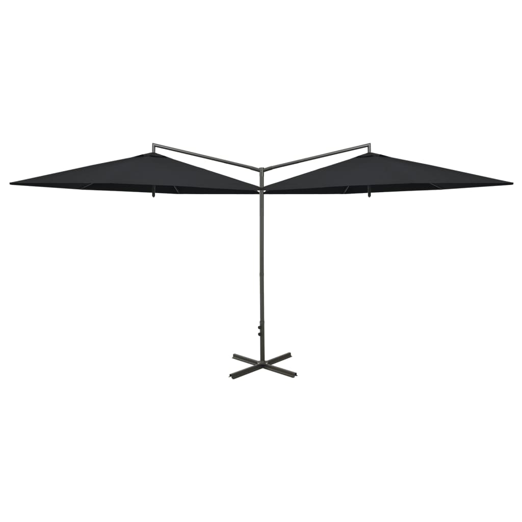 Vidaxl Parasol Doppel mit Stahlpol 600 cm Schwarz