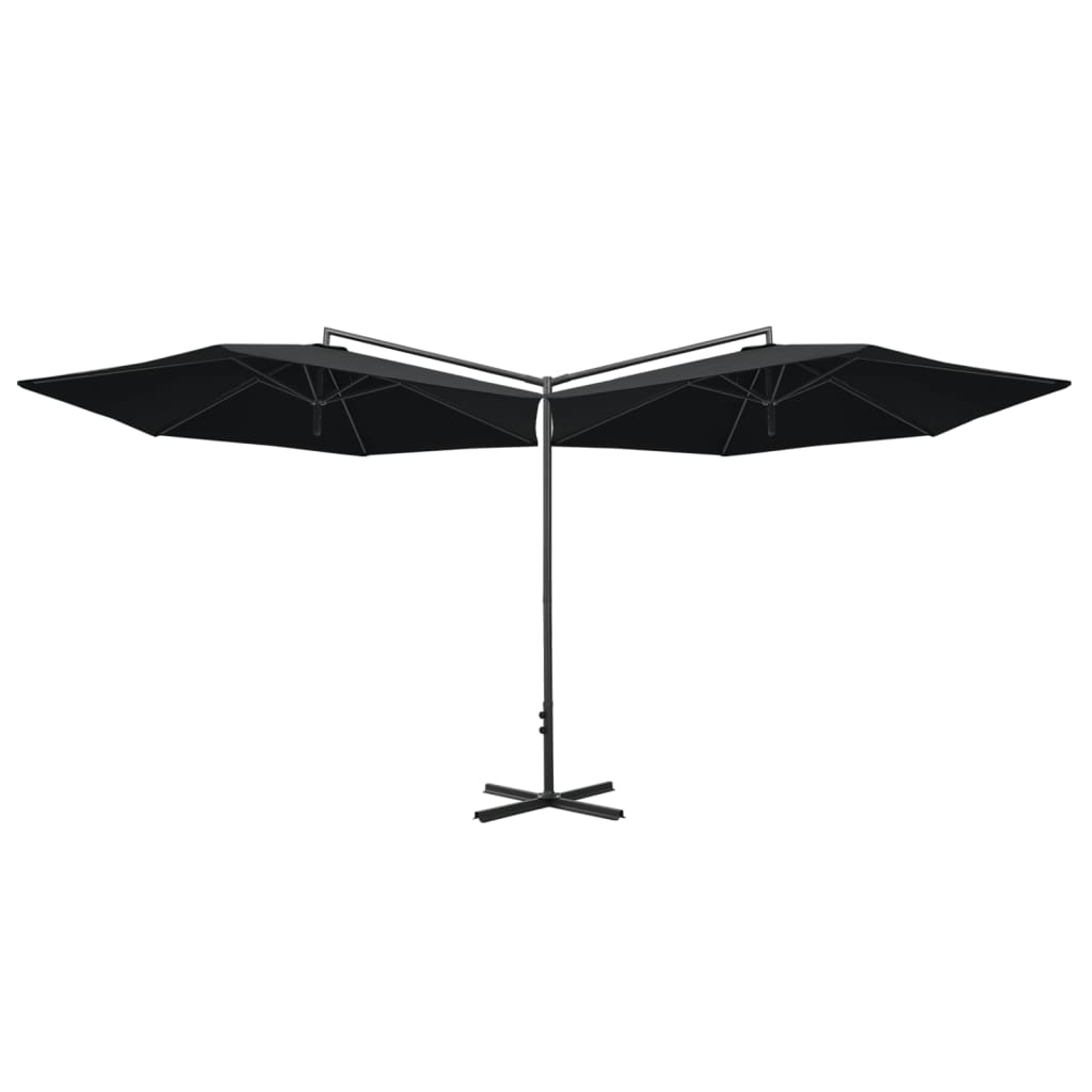 Vidaxl Parasol Doppel mit Stahlpol 600 cm Schwarz