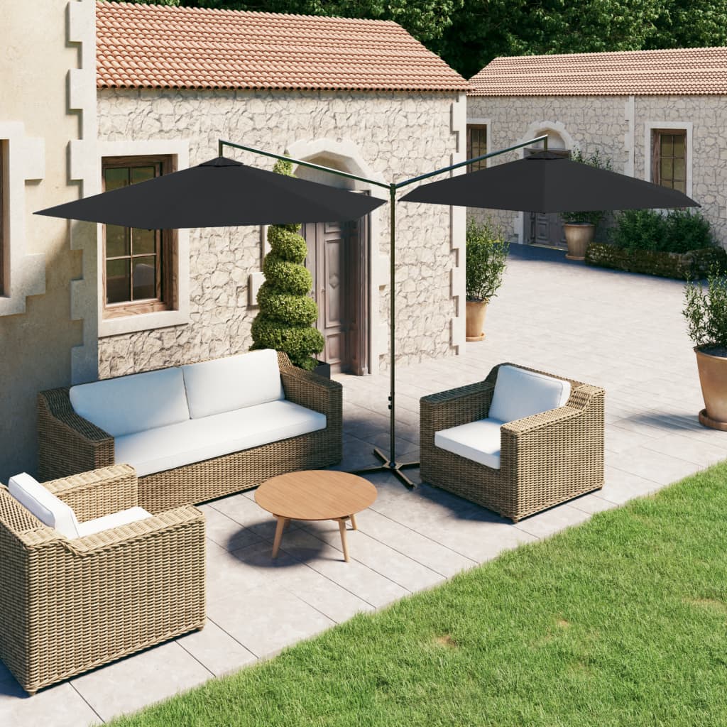 Vidaxl Parasol Doppel mit Stahlpol 600 cm Schwarz
