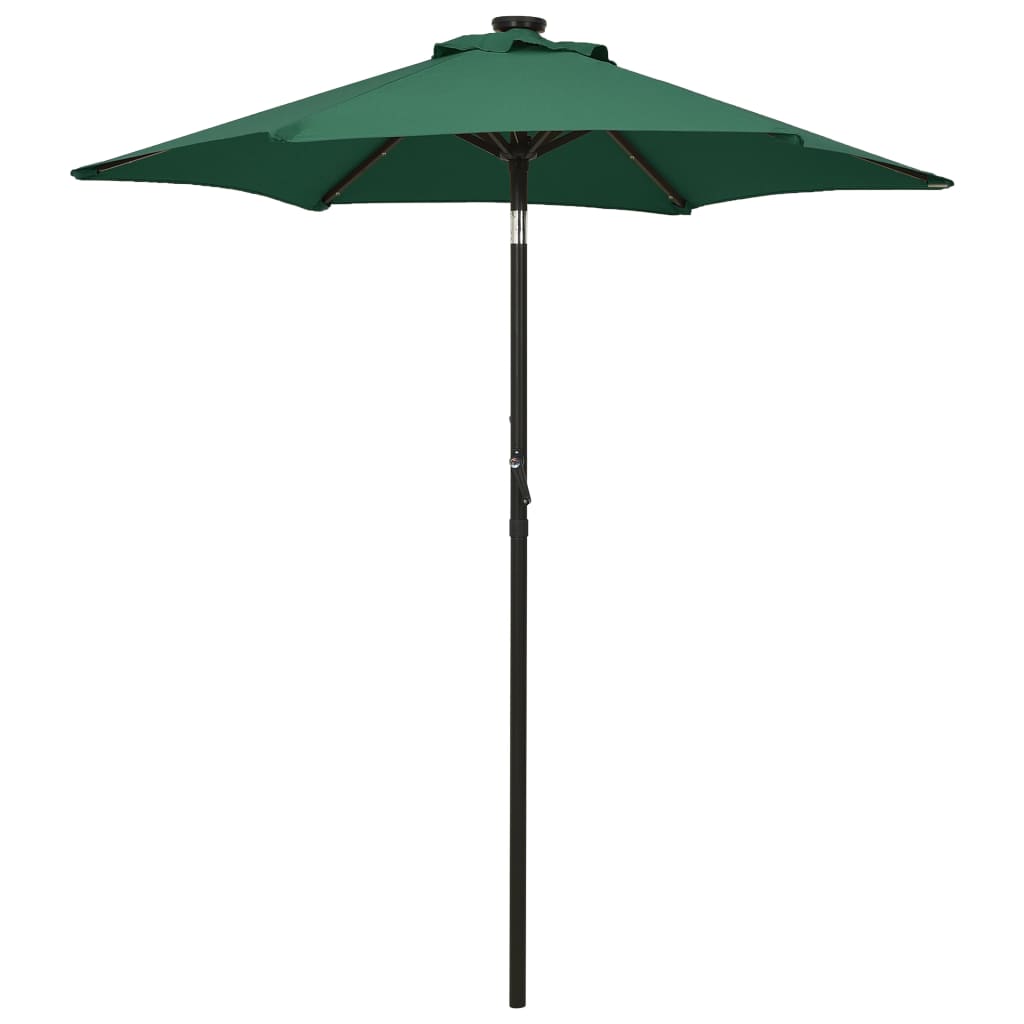 Vidaxl -Parasol mit LED -Beleuchtung 200x211 cm Aluminiumgrün