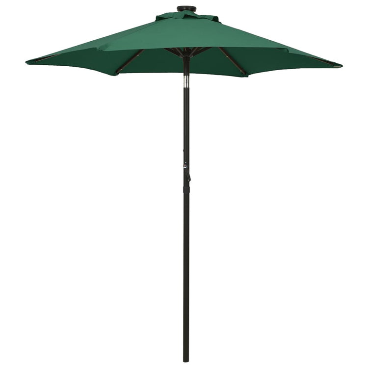Vidaxl -Parasol mit LED -Beleuchtung 200x211 cm Aluminiumgrün