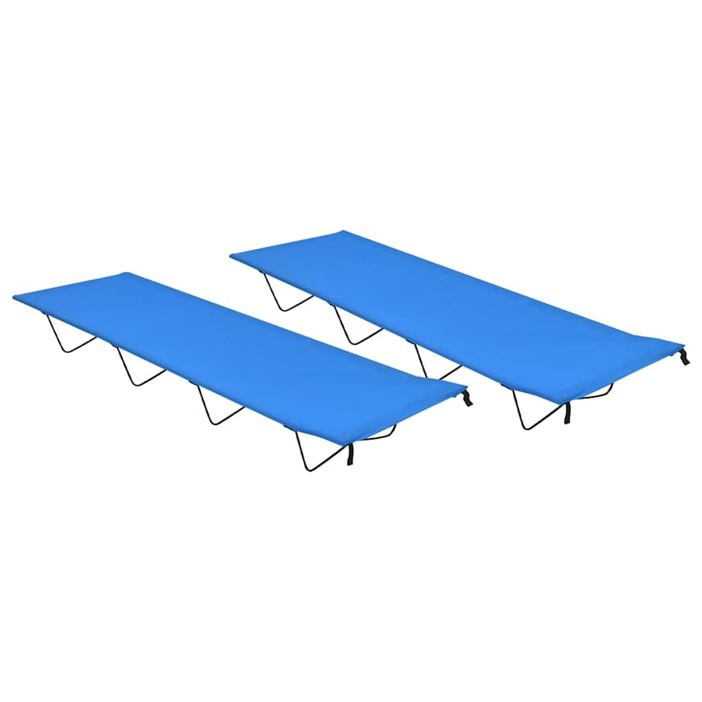 Vidaxl Campbetten 2 ST 180x60x19 cm Oxford Stoff und Stahlblau