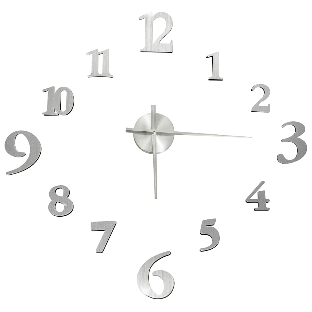 Vidaxl 3D Wanduhr Moderne XXL 100 cm Silberfarbe