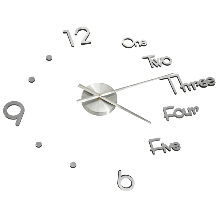 Vidaxl 3D Wanduhr Moderne XXL 100 cm Silberfarbe