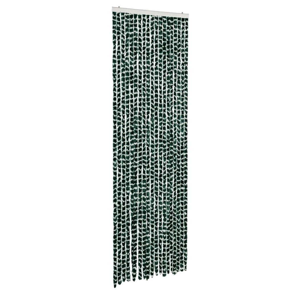 Vidaxl Fly Vorhang 56x185 cm Chenille grün und weiß