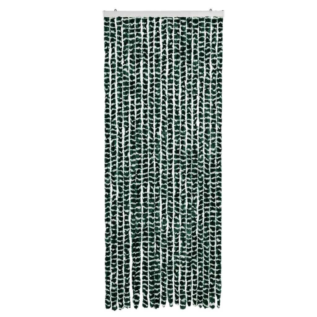 Vidaxl Fly Vorhang 56x185 cm Chenille grün und weiß