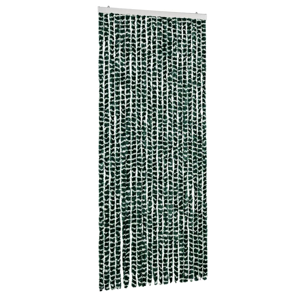 Vidaxl Fly Vorhang 90x220 cm Chenille grün und weiß