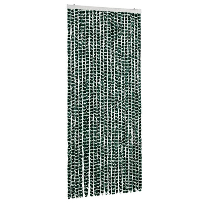 Vidaxl Fly Vorhang 90x220 cm Chenille grün und weiß