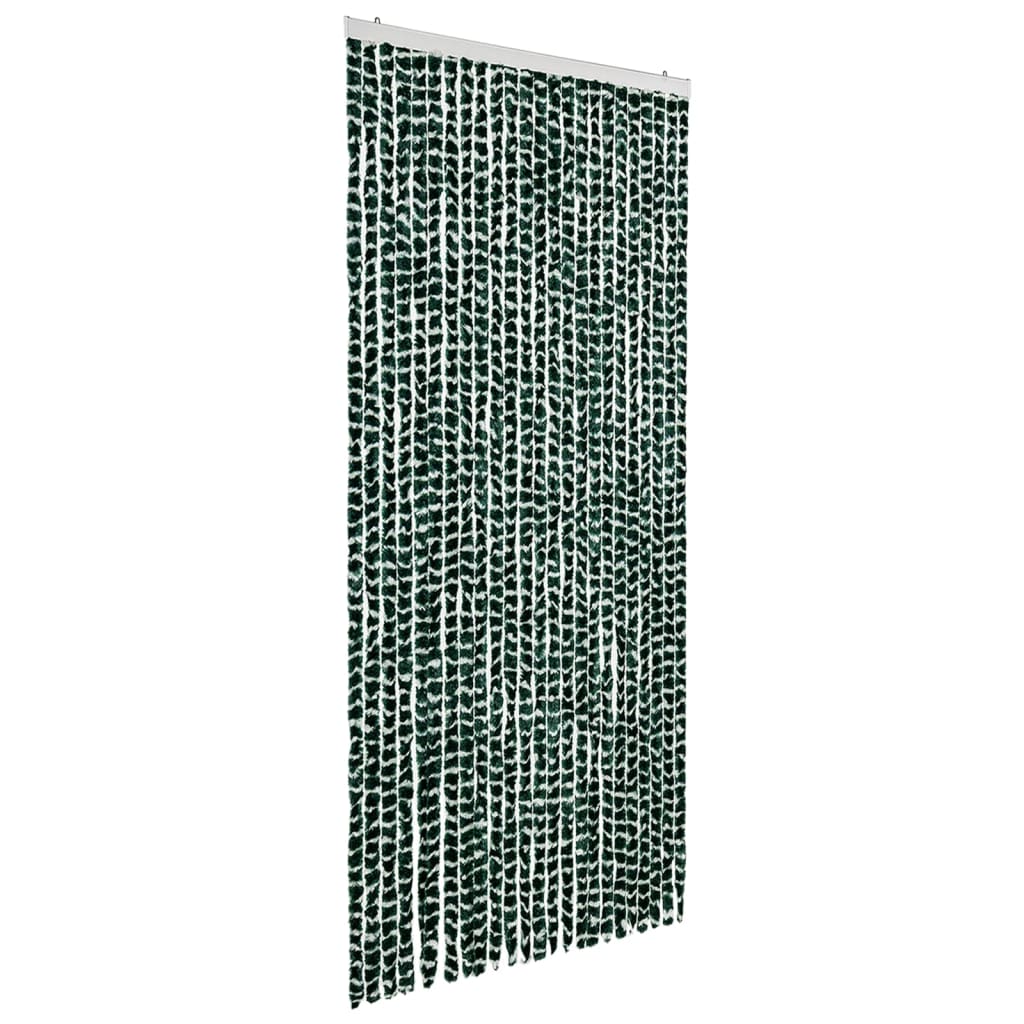 Vidaxl Fly Vorhang 100x220 cm Chenille grün und weiß