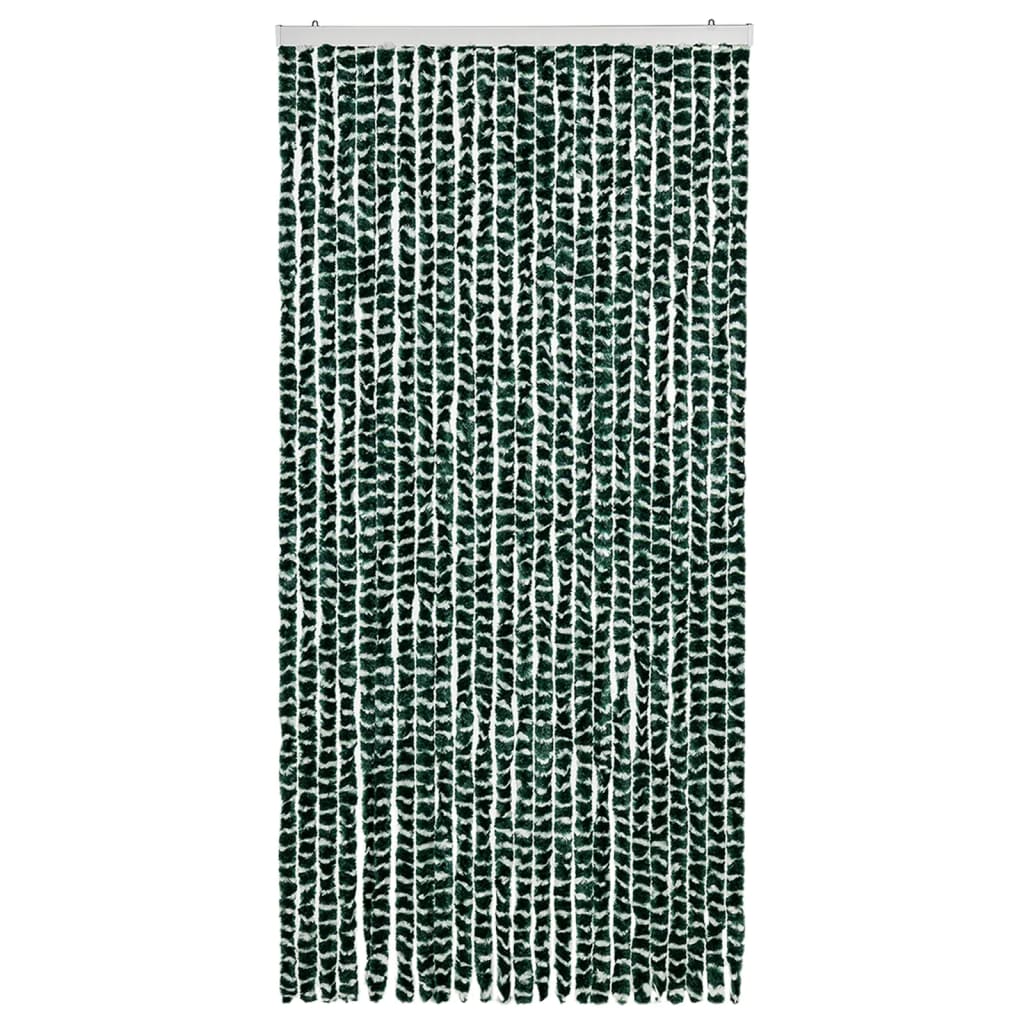 Vidaxl Fly Vorhang 100x220 cm Chenille grün und weiß